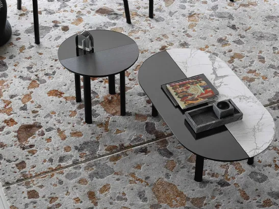 Tavolino con struttura in frassino e piano realizzato in due materiali differenti Bam 01 di Calligaris