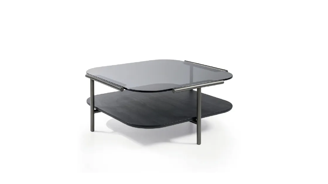 Tavolino Cloud Quadrato in vetro e legno di Cantori