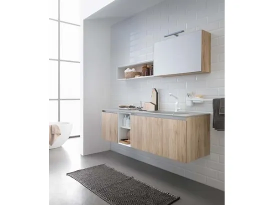 Mobile da Bagno sospeso in melaminico rovere e top in mineral marmo grigio 45 12 di Birex