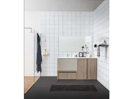 Mobile Bagno da appoggio in melaminico e laccato con top in mineral marmo Acqua e Sapone 05 di Birex