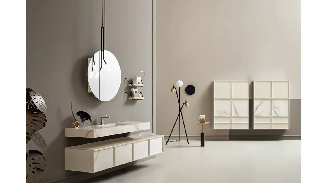Mobile da Bagno Des con frontali Laminam Calacatta Oro di Cerasa