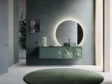 Mobile da Bagno Des Evolution Deep Green 01 in laccato e resina Verde Alpi di Cerasa