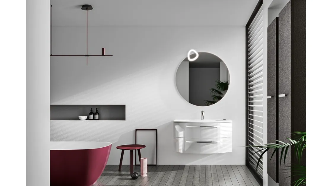 Mobile da Bagno Misura in laccato Bianco Lucido di Cerasa