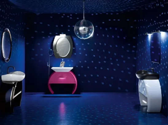 Mobile da Bagno Moon con base con Cassettone Rosa di Cerasa