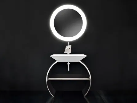 Mobile da Bagno Moon con base cromata e lavabo Diamante di Cerasa