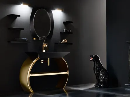 Mobile da Bagno Moon in finitura Oro di Cerasa