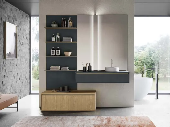 Mobile da Bagno a terra Deep 02 in essenza rovere castoro di Birex