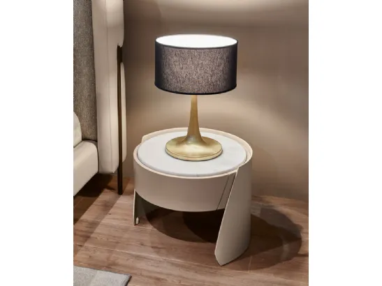 Comodino rivestito in cuoio con top in marmo Sharon di Cantori
