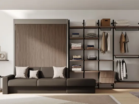 Letto a scomparsa in melaminico con divano IM22 02 di Clever