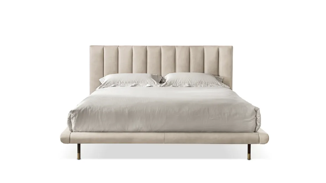 Letto Mirage Easy in pelle con testiera trapuntata di Cantori