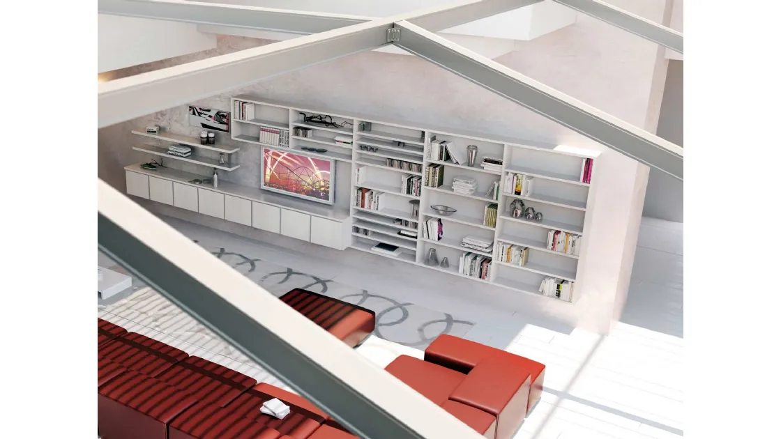 Libreria sospesa in legno laccato composizione 12 di Fratelli Elli