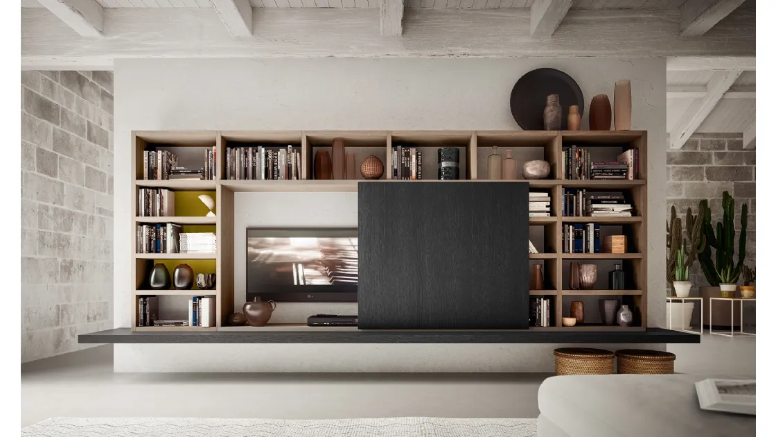 Libreria My Space 8 con vano porta TV a scomparsa di Alf Da Frè
