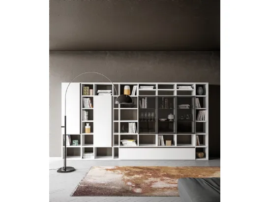 Libreria a muro Speed Up 03 in laccato Bianco di Dall'Agnese