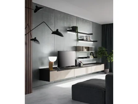 Parete attrezzata Slim Up Comp 03 Resina Tortora di Dall'Agnese