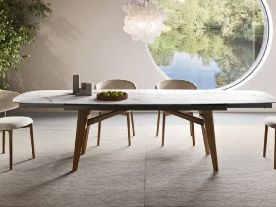 Tavolo allungabile in ceramica con struttura in legno Abrey di Calligaris