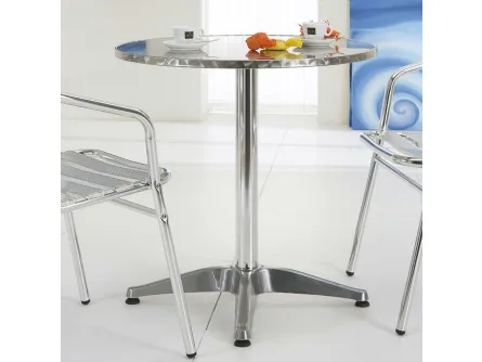 Tavolo rotondo Allumix Table in acciaio Inox bulinato di La Seggiola