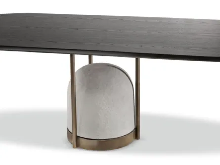 Tavolo ovale in legno con base in cemento Arcano di Cantori
