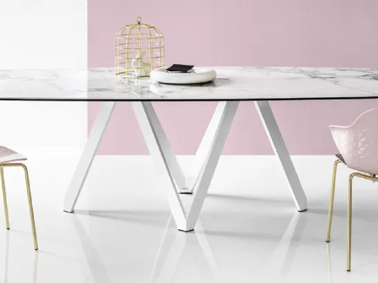 Tavolo Cartesio in accoppiato ceramica e vetro di Calligaris