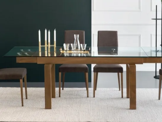 Tavolo moderno con piano in vetro Hyper di Calligaris