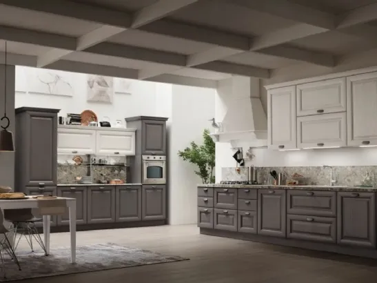 Cucina Classica ad angolo Lola 02 in Grigio Antracite e Bianco Gesso di Arrex