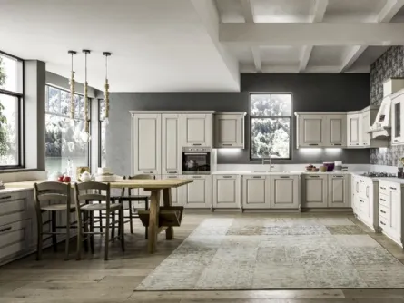 Cucina Classica Nora angolare in legno laccato Decapé Ecru di Arrex