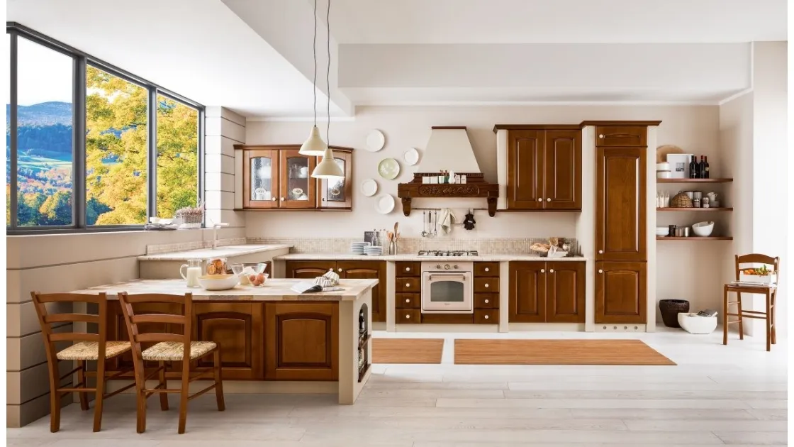 Cucina angolare in Muratura Magda in finitura Ciliegio di Arrex