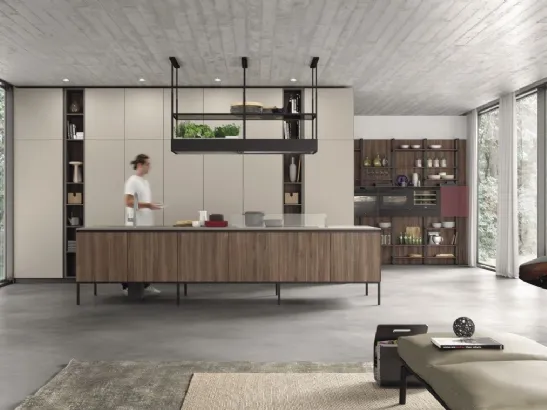 Cucina Moderna lineare AL 32 in HPL Noce Savoia di Arrex