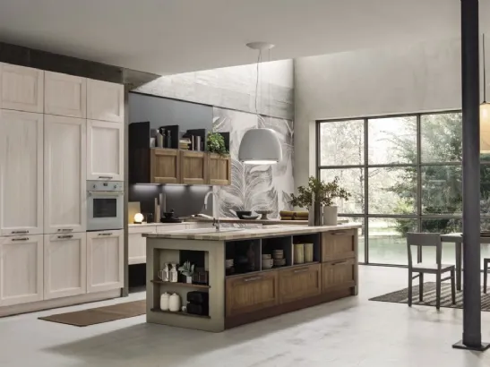 Cucina Moderna con isola Eva in legno Tinta Vintage di Arrex