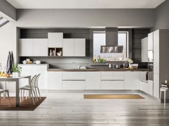 Cucina Moderna angolare Mango in Frassinato Artico e Platino di Arrex