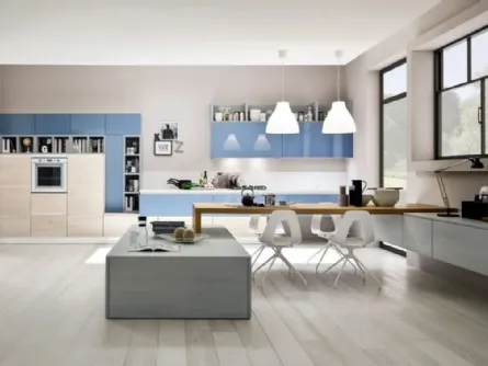 Cucina Moderna lineare Zenzero 02 Rovere Talco e Laccato di Arrex