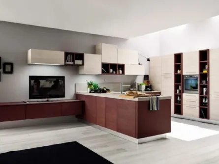 Cucina Moderna con penisola Zenzero 04 Rovere Vinaccia di Arrex