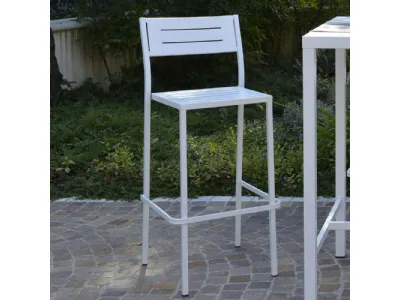 Sgabello da giardino Out Metal alto in acciaio zincato e verniciato poliestere per esterni di La Seggiola