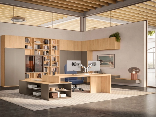 Scrivania Direzionale e libreria angolare OF111 di Giessegi